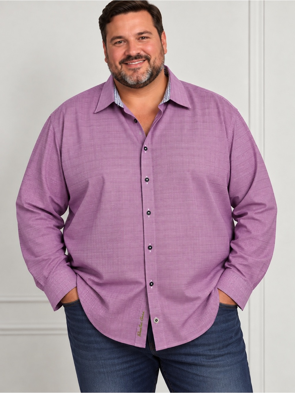 Robert Graham Men’s 48 19 3XL Purple Plaid Button Down Shirt